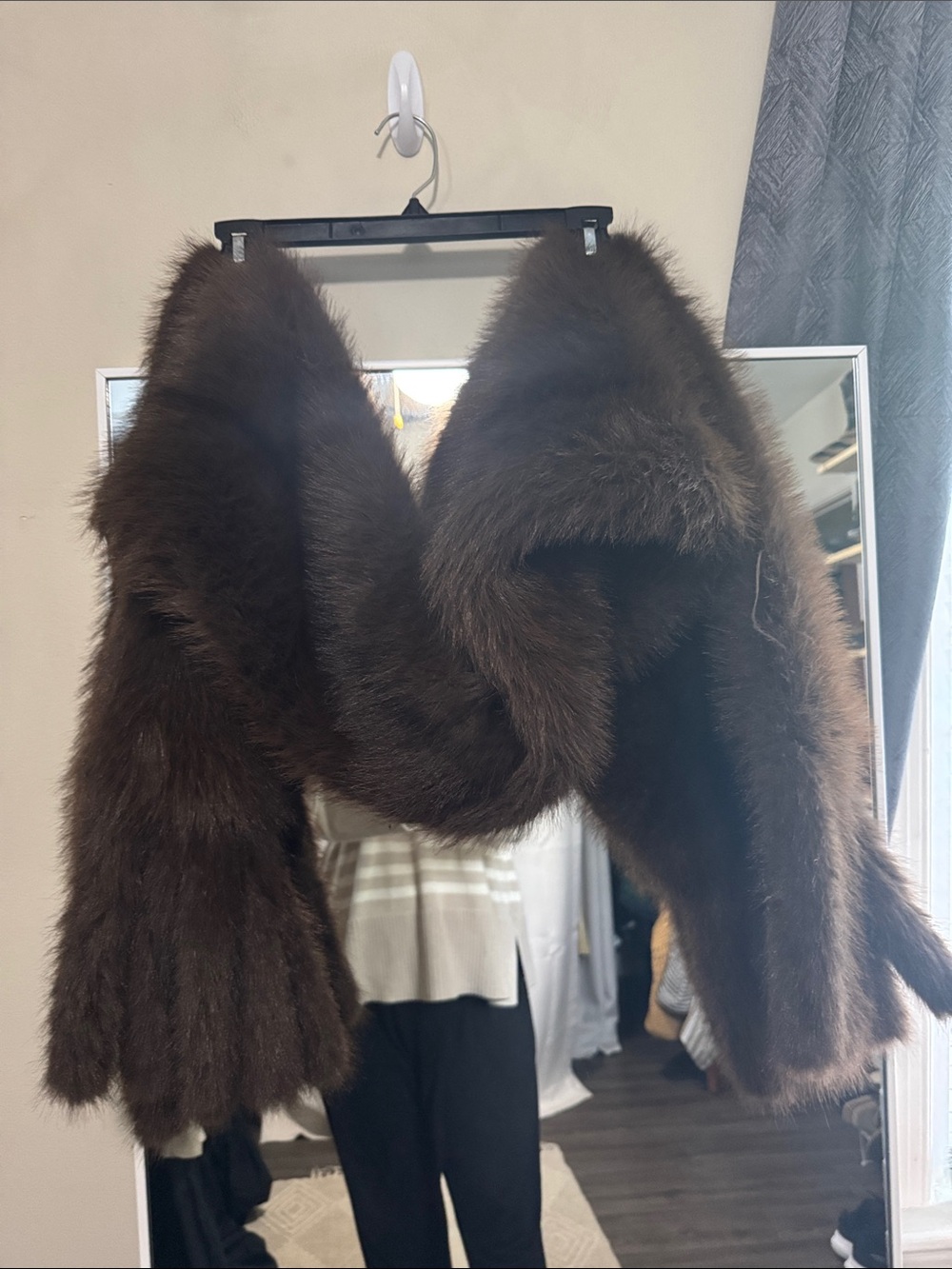 Brown Fur Scarf- Women's Coat Accessory